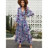 Garvee Womens Boho Floral Maxi Dresses Fall Long Sleeve V Neck Flowy Elegant Wedding Guest Vacation Outfits - 2 of 3