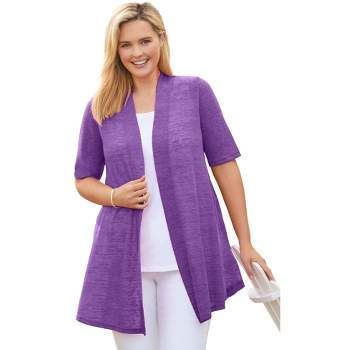 Woman Within Women's Plus Size Lightweight Open Front Cardigan