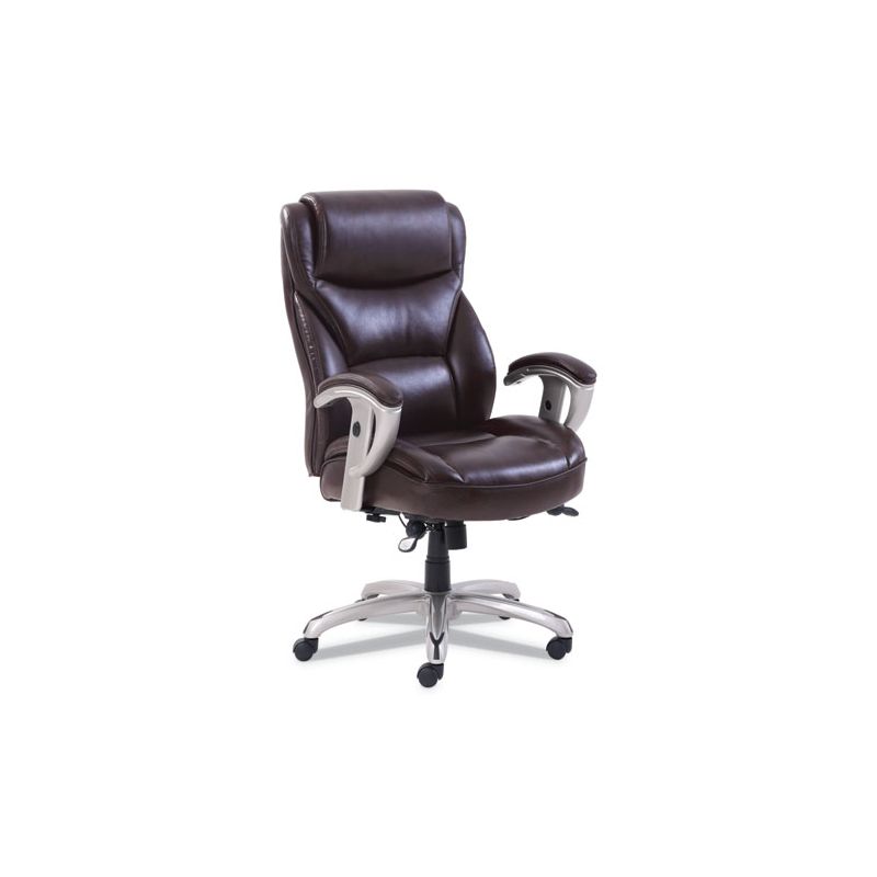 SertaPedic Emerson Big and Tall Task Chair, Supports Up to 400 lb, 19.5" to 22.5" Seat Height, Brown Seat/Back, Silver Base, 1 of 4