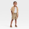 Toddler Boys' Floral Print Gauze Woven Shirt - Cat & Jack™ Tan - 3 of 3