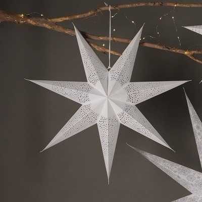 SEVOBAL Tree Ornaments Handmade Paper Star Decor, 75cm Festive Hanging Ornament for Christmas and Winter Celebrations, White, 30.5"*2"*30.5"