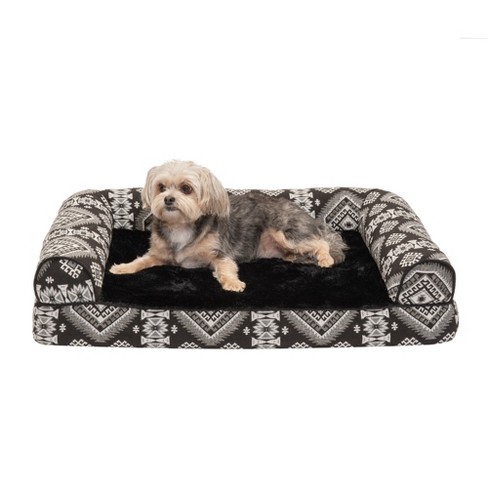 Furhaven Southwest Kilim Memory Foam Sofa Dog Bed - Medium, Black