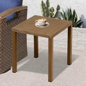 Buenhomino Square Metal Side Table, Rust-Resistant Patio Side Table, Outdoor 20in Portable End Table for Balconies, Gardens, Living Rooms - 1 of 4