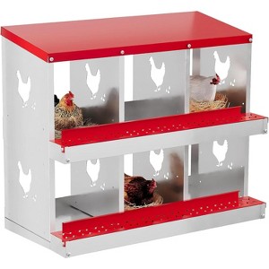 Chicken Nesting Boxes, 6/8-Hole Nesting Boxes, Metal Chicken Laying Box with Roll Out Egg Collection with Vented Holes for Hens - 1 of 4