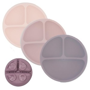 WeeSprout Suction Plates for Babies & Toddlers | 100% Silicone | Plates Stay Put with Suction Feature | Divided Design | 3 Pack - 1 of 4