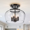 LLHZSY 13 1/5" Modern Ceiling Light Semi Flush-Mount 3-Light Fixture With Clear Glass for Hallway Bedroom Kitchen-Black - 2 of 4