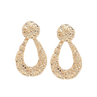 SOHI Women's Gold  Textured Teardrop Earrings