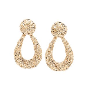 SOHI Women's Gold  Textured Teardrop Earrings - 1 of 3