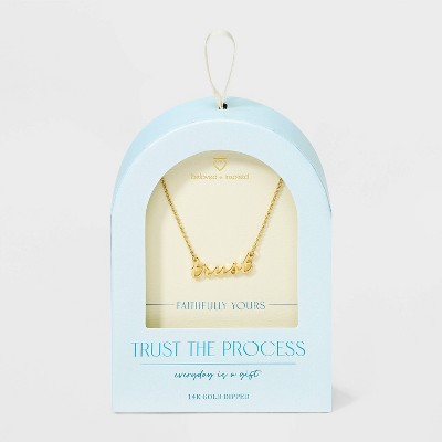 Beloved + Inspired 14K Gold Dipped "Trust" Pendant Necklace - Gold: Lobster Claw Clasp, Brass Material, 16" Length