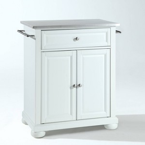 Crosley Alexandria Stainless Steel Top Portable Kitchen Island White : Hardwood Construction, Adjustable Shelf - 1 of 4