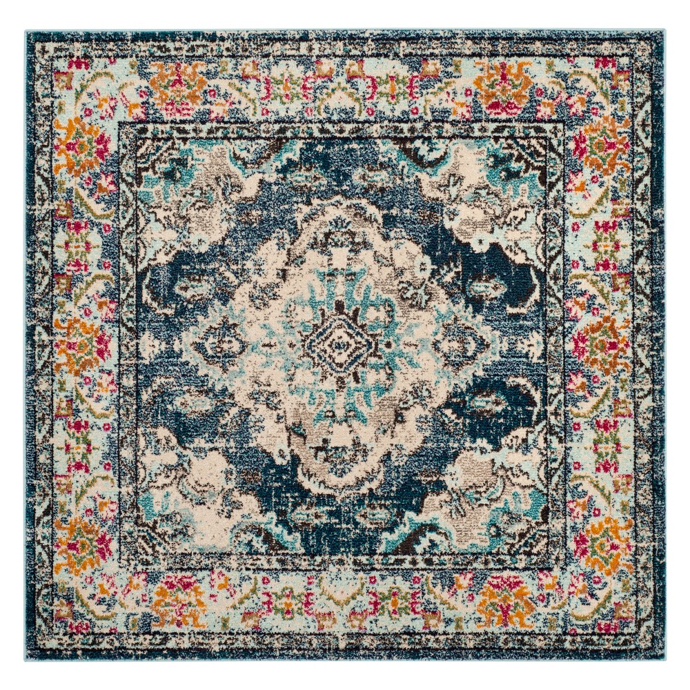 5'X5' Medallion Square Area Rug Navy Blue - Safavieh