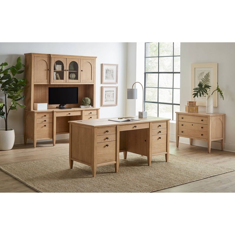 Modern Wood Double Pedestal Desk with Storage Laurel Collection Light Brown - Martin Furniture, 5 of 13
