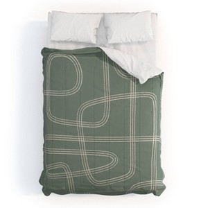 Deny Designs Full/Queen Cocoon Abstract Design Comforter and Pillow Sham Set Green: Non-Woven, Machine Washable, Includes 2 Shams - 1 of 4