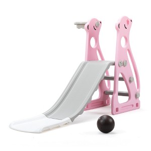 Infurnic Baby Activity Gyms Kids Slide, PE Material, Triangular Design, Gentle Slope, Basketball Hoop, Multicolored, 35"*8"*18" - 1 of 4