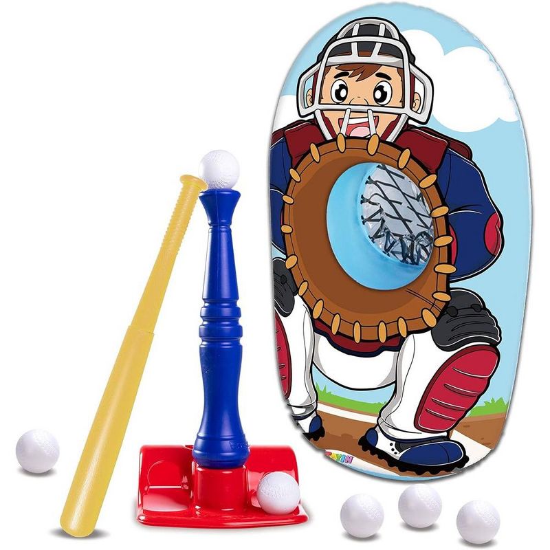 Syncfun T-Ball Baseball Toy Set  for Kids Including Tee Ball Set, Baseball Bat and Inflatable Baseball Catcher for Outdoor Sports, 1 of 7
