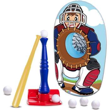Syncfun T-Ball Baseball Toy Set  for Kids Including Tee Ball Set, Baseball Bat and Inflatable Baseball Catcher for Outdoor Sports
