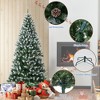 Pre-Lit Christmas Tree, Artificial Christmas Pine Tree, White Snow Pine Neddle Branch Tips and Pine Cones, Easy Assembly, Foldable Stand - 4 of 4