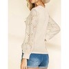 Womens Tops Crew Neck Waffle Lace Long Sleeve Casual Pullover Shirts Beige M - 3 of 3