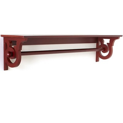 Walnut Brown Wooden Wall Mounted Quilt Rack with Shelf