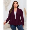 Coolmee Womens Plus Size Blazers Casual Business Knit Blazer for Work Long Puff Sleeve Lapel Blazer Suit Jackets - 3 of 4