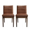 Faux Leather Upholstered Parsons Dining Chairs Set of 2,Retro Wooden High Back Padded Dining Chair,Armless Kitchen Dining Room Chair-Coolbibila - 2 of 4
