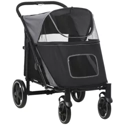PawHut One-Click Foldable Large Doggy Stroller for Medium Dogs & Large Dogs, Pet Stroller with Storage, Dog Accessories, Dog Walking Stroller, Gray