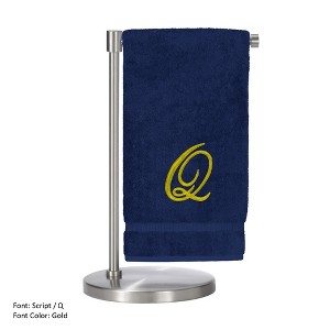 BC BARE COTTON Monogrammed Bath Towel, Personalized Gift, 27 x 54 inches - Set of 2 - Navy - Gold Script - 1 of 1