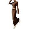 Women's 2 Piece Sets Fall Casual Long Sleeve Crop Tops Pencil Skirt Matching Outfit Fashion Clothing - 4 of 4
