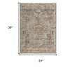 HomeRoots 2' X 3' Blue Tan And Red Oriental Distressed Area Rug With Fringe - 3 of 4