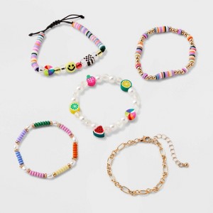 Girls' 5pk Fruit and Smiley Bracelet Set - art class™ - 1 of 3