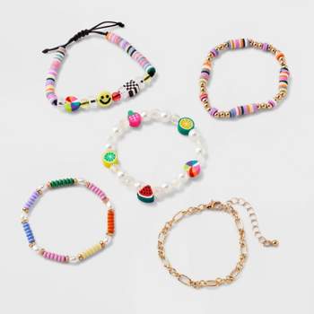 Girls' 5pk Fruit and Smiley Bracelet Set - art class™