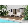 MAYEERTY Outdoor Dining Set 3 Pack Acacia Side Table Pool Chairs for Lawn Deck Beach Beige White - 2 of 4