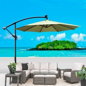 PAGED 10FT Offset Patio Umbrella Modern Market Umbrella with 8 Steel Ribs, Crank and Cross Base for Garden and Poolside - 1 of 4