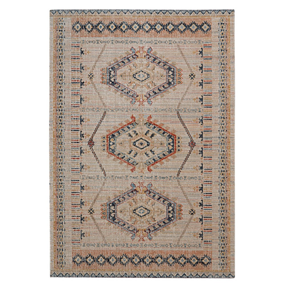 Photos - Area Rug Linon 8'x10' Beaudry Rug Ivory/Terracotta - : Traditional Medallion, Low Pile, Machine Made, Indoor Use 