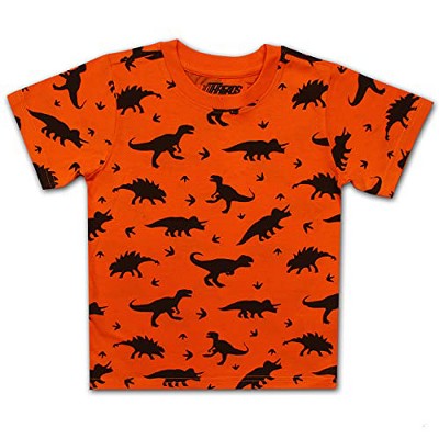 10 Threads Kids Dinosaur Relaxed Fit Short Sleeve Crew T-shirt - Orange ...