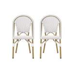 Elize 2pk Outdoor French Bistro Chairs - Gray/White/Bamboo - Christopher Knight Home