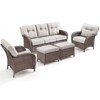 Buenhomino 5 Pieces Patio Furniture Set, High Back Wicker Rattan Sofa with 5-inch Extra Thick Cushion and Ottoman, Outdoor Conversation Set - 2 of 4