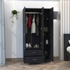 SEVOBAL Armoires 3 Door Armoire with Two Drawers Shelves and Hanging Rod for Bedroom Closet and Storage Solutions, Black, 35.4"*18.5"*70.8" - 4 of 4