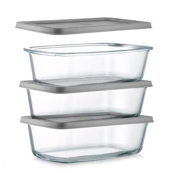 Joyjolt Glass Bakeware Containers For Loaf, Bread, Cakes Pans Baking  Containers With Lids - Set Of 3 - Black : Target
