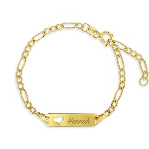 Girls' Heart Cutout Tag ID Bracelet 14k Gold - In Season Jewelry - 1 of 4