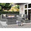 LayinSun 8 Piece Patio Furniture Set with 44" Propane Gas Fire Pit Table, Outdoor Sectional Conversation Set Wicker Rattan Sofa Set - 2 of 4