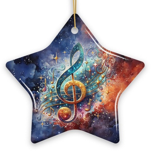 Treble G-Clef Cosmic Melodic Symphony Ornament, Festive Holiday Decor, Musician Souvenir| OrnamentallyYou - image 1 of 4