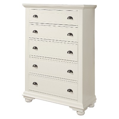 Charming Cottage White 5-Drawer French Country Chest
