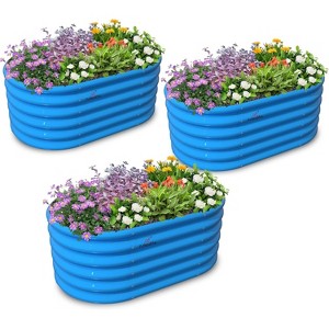 40 x 24 x 18 in. Galvanized Steel Oval Outdoor Raised Garden Beds, Eco-Safe Metal Kids Planter Box (3-Pack) - 1 of 4