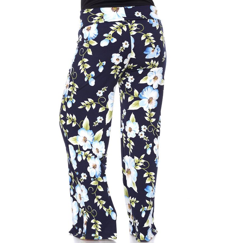 Women's Plus Size Floral Paisley Printed Palazzo Pants - White Mark, 3 of 4