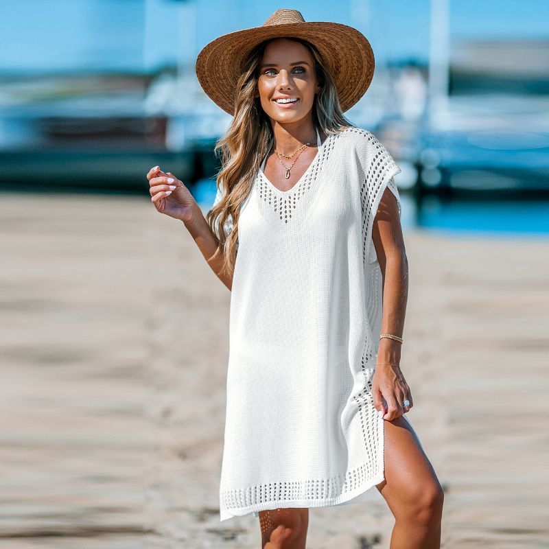 Women's White Cut-Out Knit Cover-Up Dress - Cupshe, 5 of 7