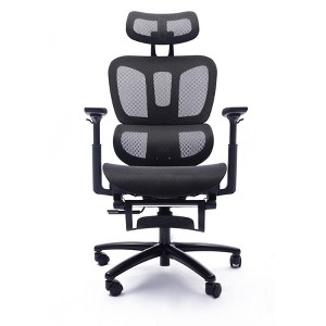 TinyHomie Adjustable Ergonomic Black Mesh Office Chair with Headrest and Footrest, Conference Computer Desk Chair - 1 of 4