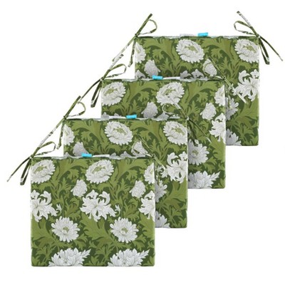 ARTPLAN Outdoor Chair Cushions for Patio Furniture, Waterproof Outdoor Cushions, Round Corner Patio Chair Cushions Set of 4 with Ties,16"x18.5"x3"