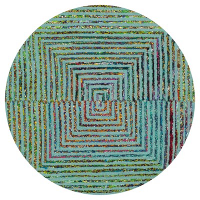 Teal Abstract Tufted Round Accent Rug - (4' Round) - Safavieh