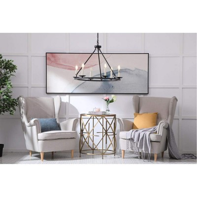 Elegant Maine 6-Light Black Metal Circular Chandelier